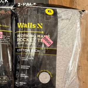 Walls Men's Cotton Rich Gray Pocket T-Shirt 2-Pack
